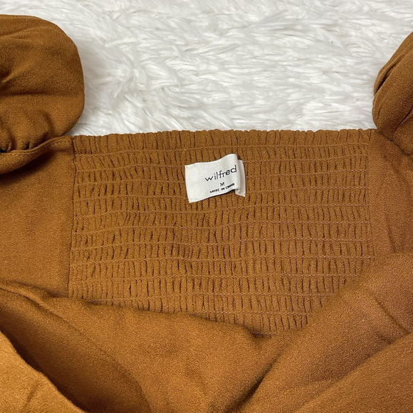 Aritzia Wilfred Novella Blouse Puff Sleeve Smocked Medium Fairycore Vintage - Picture 8 of 10